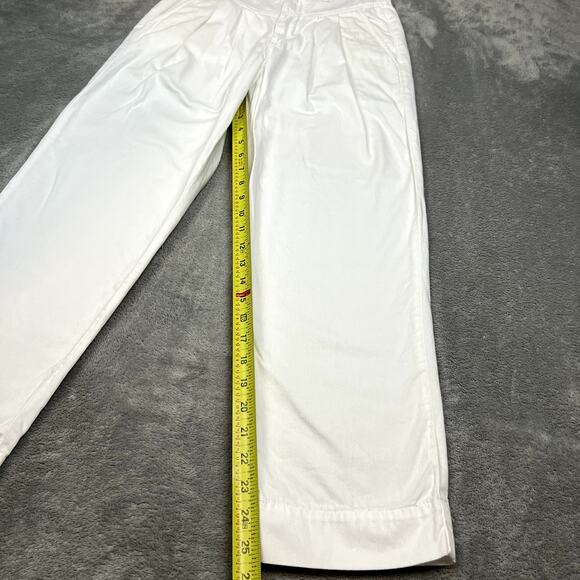 Sundry Womens 24 White Pleated High-Waisted Cropped Pants with Heart Embroidery - Picture 9 of 9